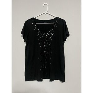 Eileen Fisher Shirt Women's M 100% Linen Charcoal Gray Slouchy Short Sleeves